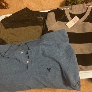 Three American Eagle Mens shirts.  One is NWT